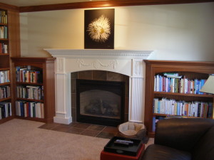 Finished Fireplace Mantel and Bookcases